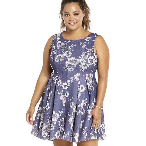 TORRID Dress Womens Plus Size 18 Mesh Floral Print Pleated Above Knee Length - Picture 1 of 12
